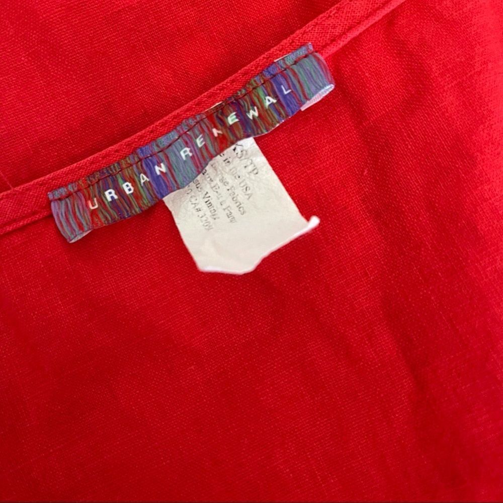 UO Urban Renewal Red Linen Mini Dress - Picture 6 of 8